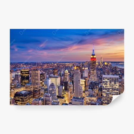 Fotomural puesta de sol en Midtown de Nueva York con Empire State – Pixers®