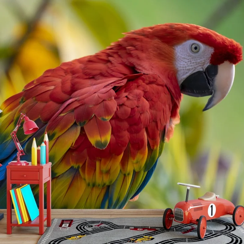 Fotomural guacamayo escarlata de plumaje vibrante