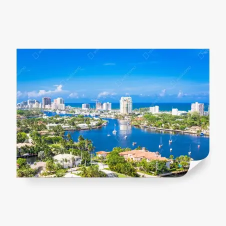 Fotomural horizonte costero de Fort Lauderdale sobre la isla barrera – Pixers®