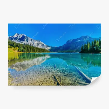 Fotomural lago de montaña con aguas cristalinas y reflejo sereno – Pixers®