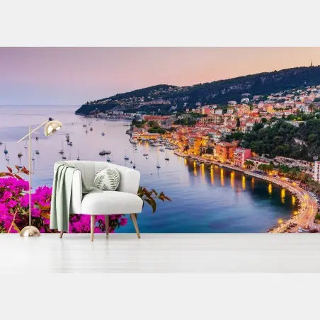 Fotomural atardecer en Villefranche-sur-Mer, costa de ensueño – Pixers®