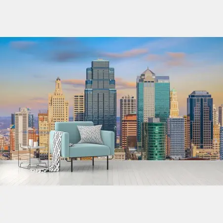 Fotomural amanecer sobre el skyline de Kansas City – Pixers®