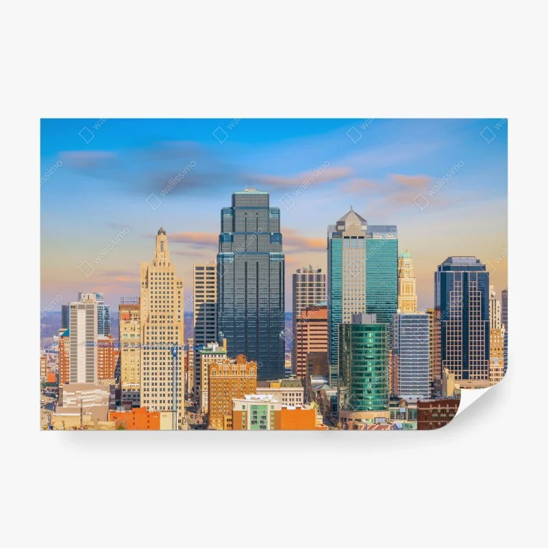 Fotomural amanecer sobre el skyline de Kansas City