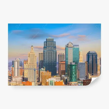 Fotomural amanecer sobre el skyline de Kansas City – Pixers®