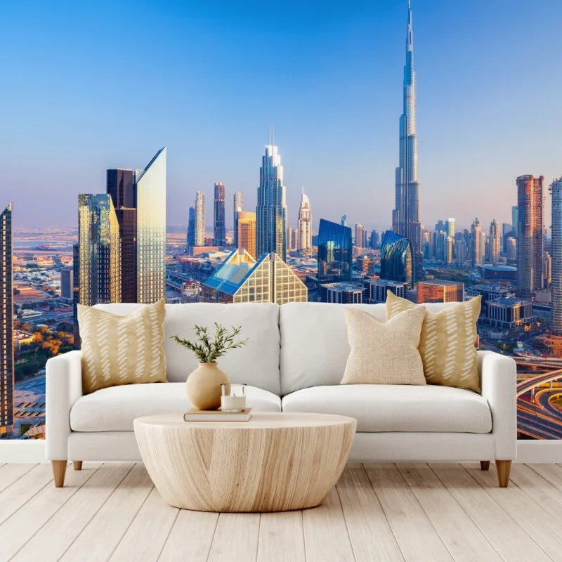 Fotomural panorámica de Dubái con Burj Khalifa
