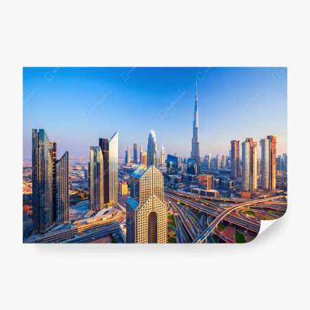 Fotomural panorámica de Dubái con Burj Khalifa – Pixers®