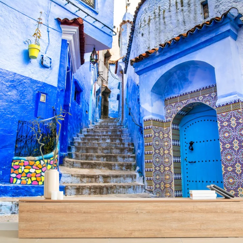 Fotomural calle azul de Chefchaouen