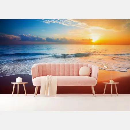 Fotomural amanecer dorado sobre el mar – Pixers®