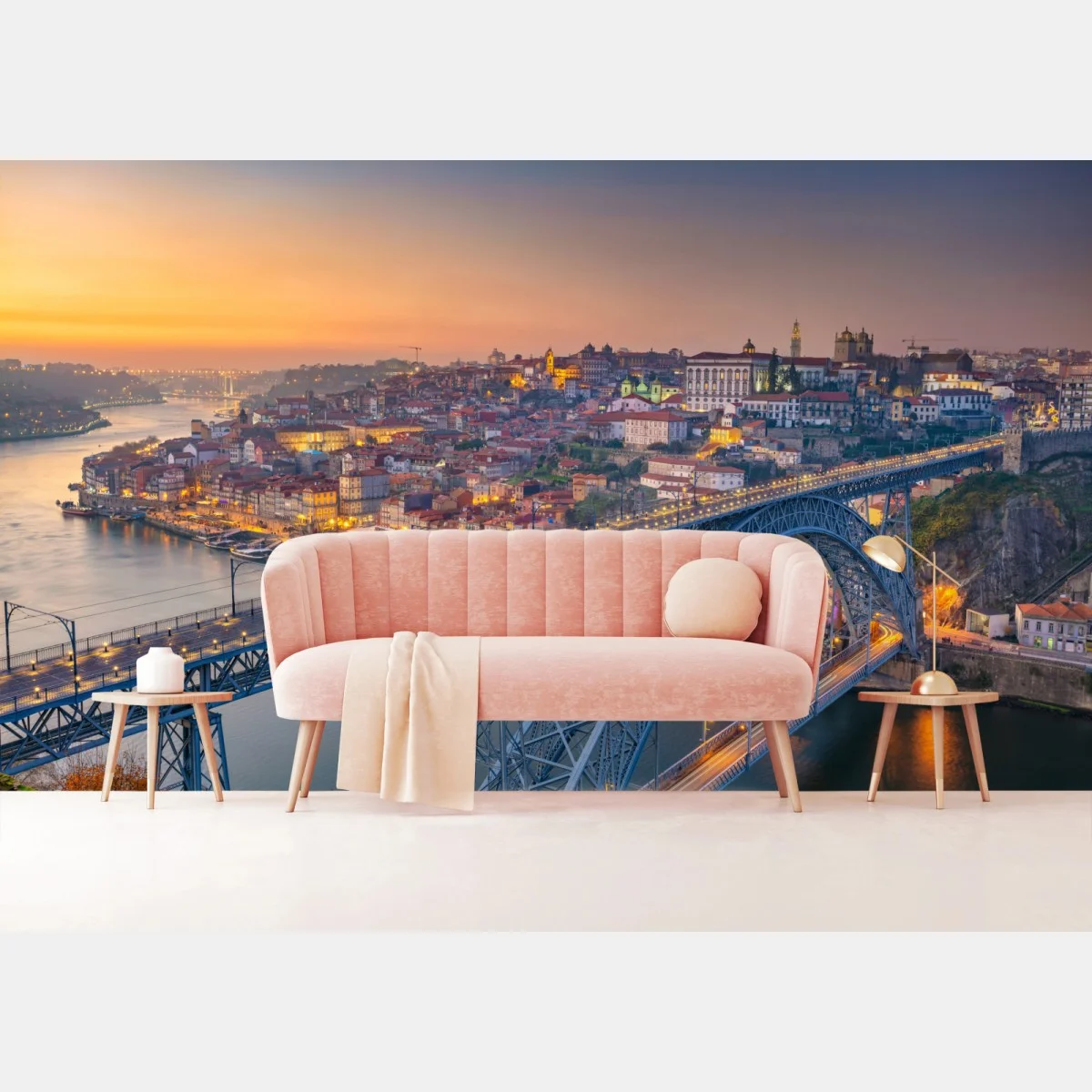 Fotomural puesta de sol en Oporto con puente iluminado – Pixers® Fotomural puesta de sol en Oporto con puente iluminado – Pixers®