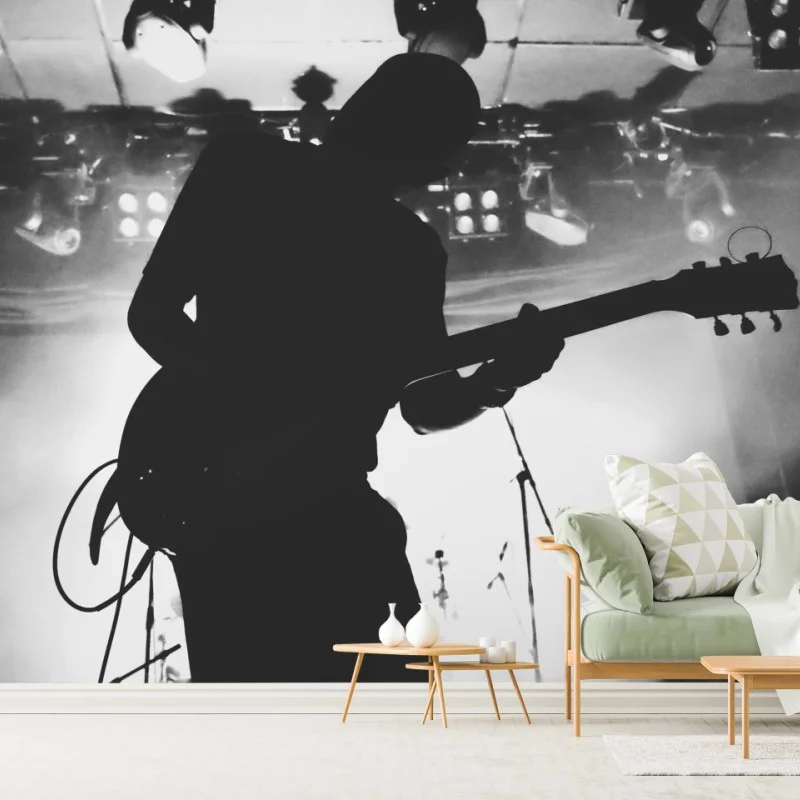 Fotomural silueta de guitarrista en concierto