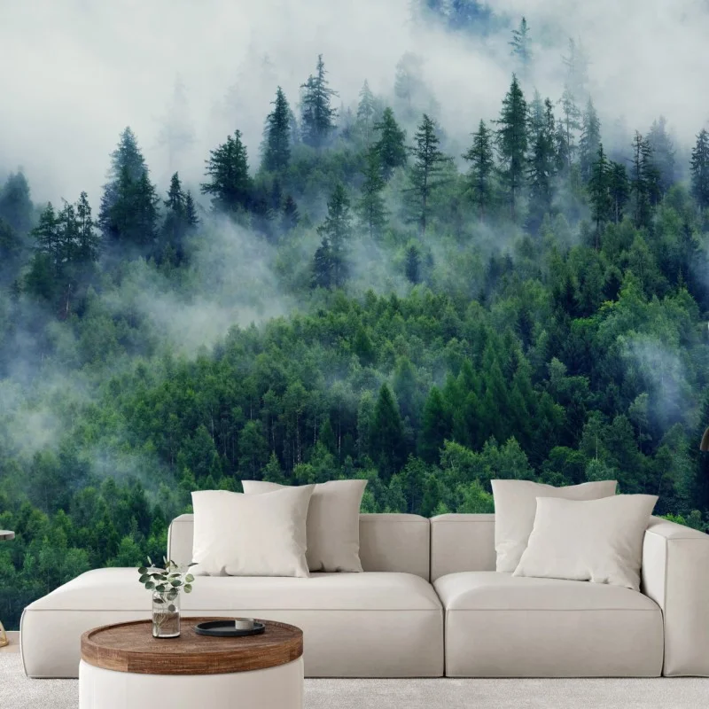 Fotomural bosque en la niebla, calma montañosa
