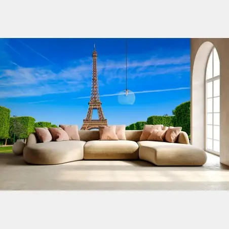 Fotomural vistas icónicas de la Torre Eiffel desde el Champ de Mars – Pixers®