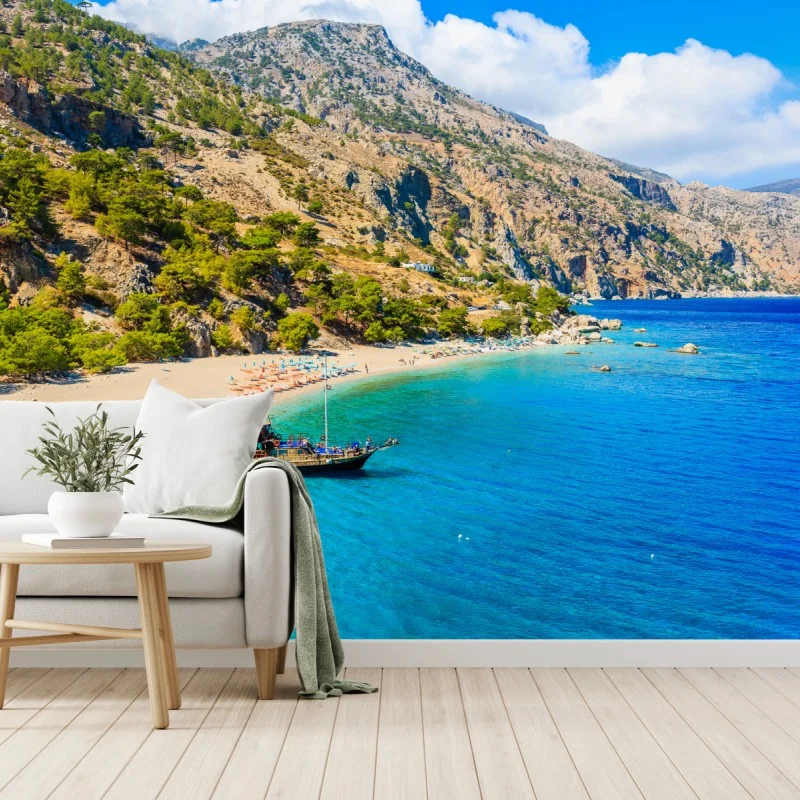 Fotomural bahía turquesa en Apella, Karpathos