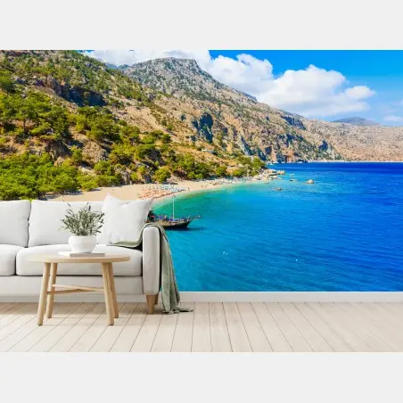Fotomural bahía turquesa en Apella, Karpathos – Pixers®