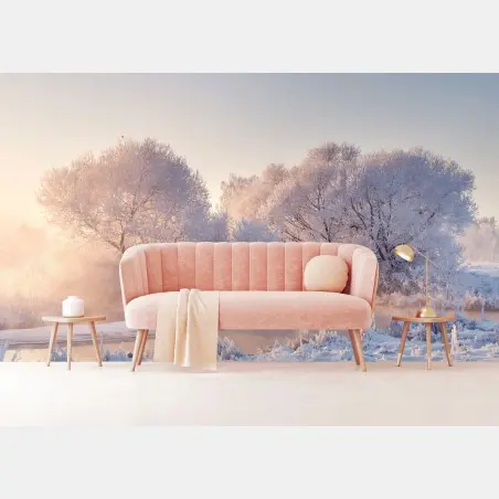 Fotomural amanecer invernal con árboles cubiertos de escarcha – Pixers®