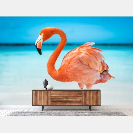 Fotomural flamenco rosa junto al mar – Pixers®