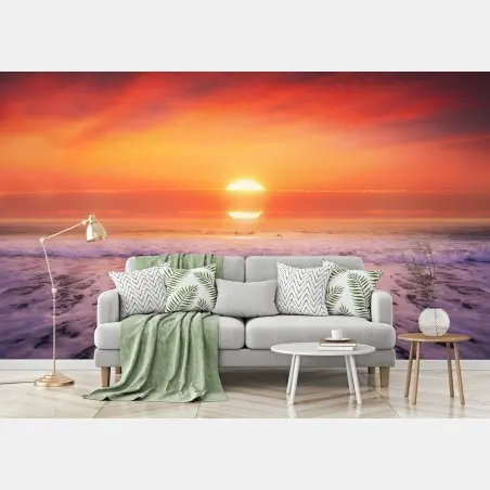 Fotomural atardecer dorado en la playa – Pixers®