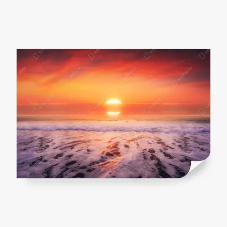Fotomural atardecer dorado en la playa – Pixers®