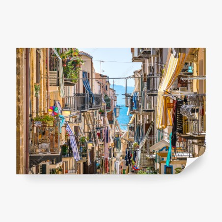 Fotomural balcones coloridos con vista al mar – Pixers®