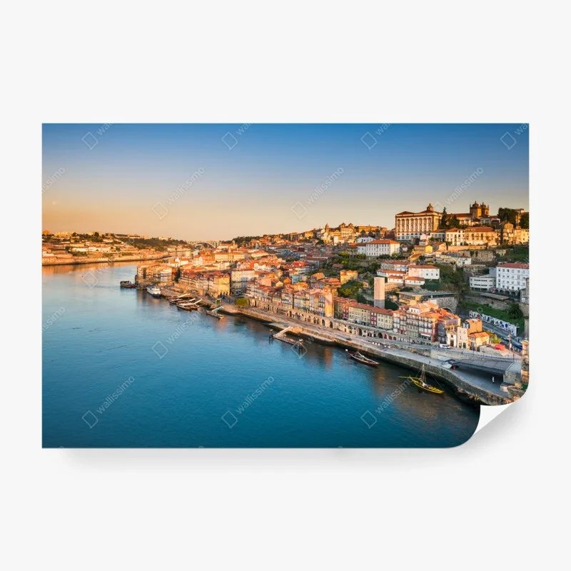 Fotomural panorámica de la ribera de Oporto al atardecer