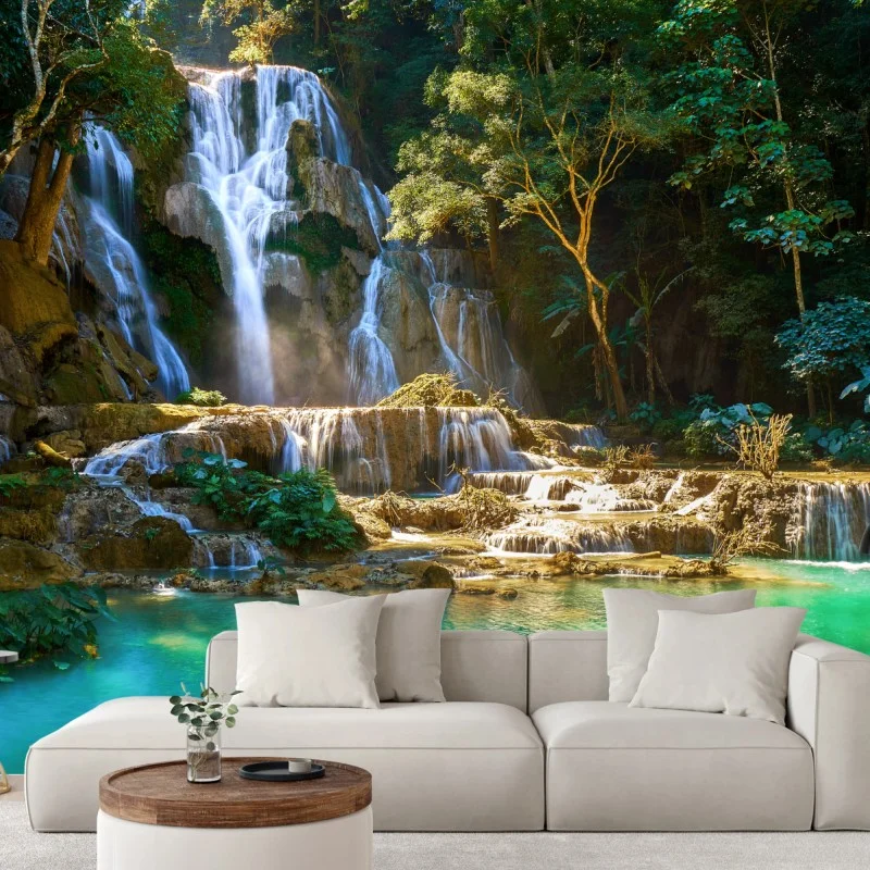 Fotomural oasis de cascadas y agua turquesa