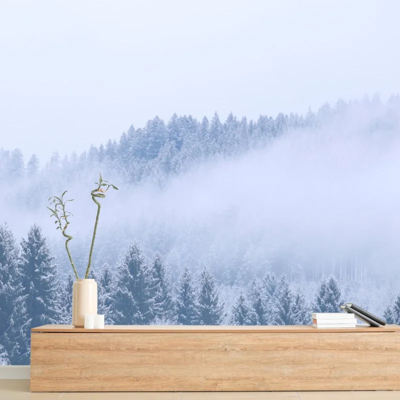 Fotomural bosque invernal en niebla, Alemania