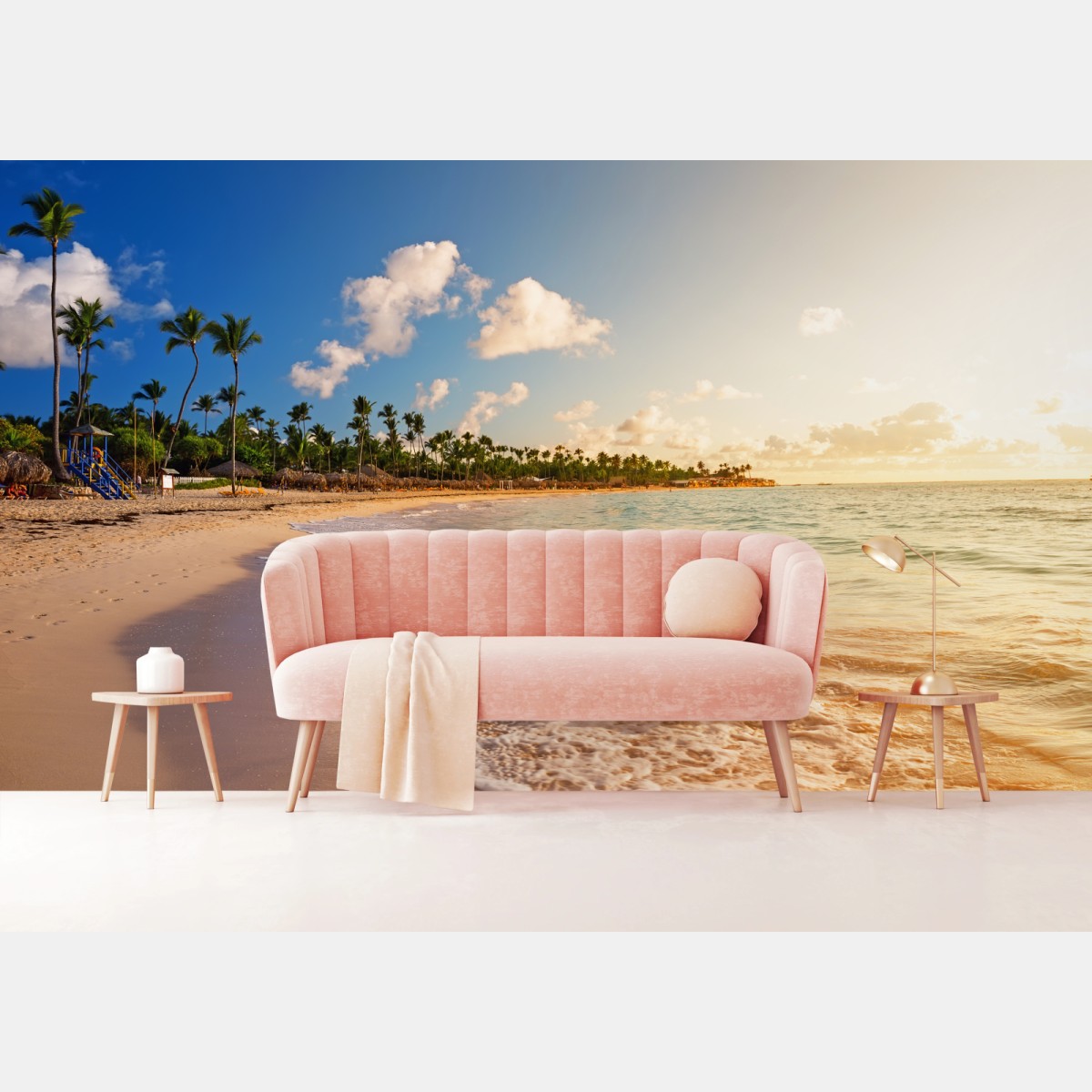 Fotomural puesta de sol tropical con palmeras – Pixers®