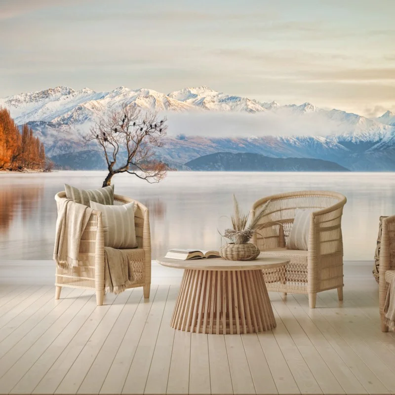 Fotomural escena invernal en lago Wanaka