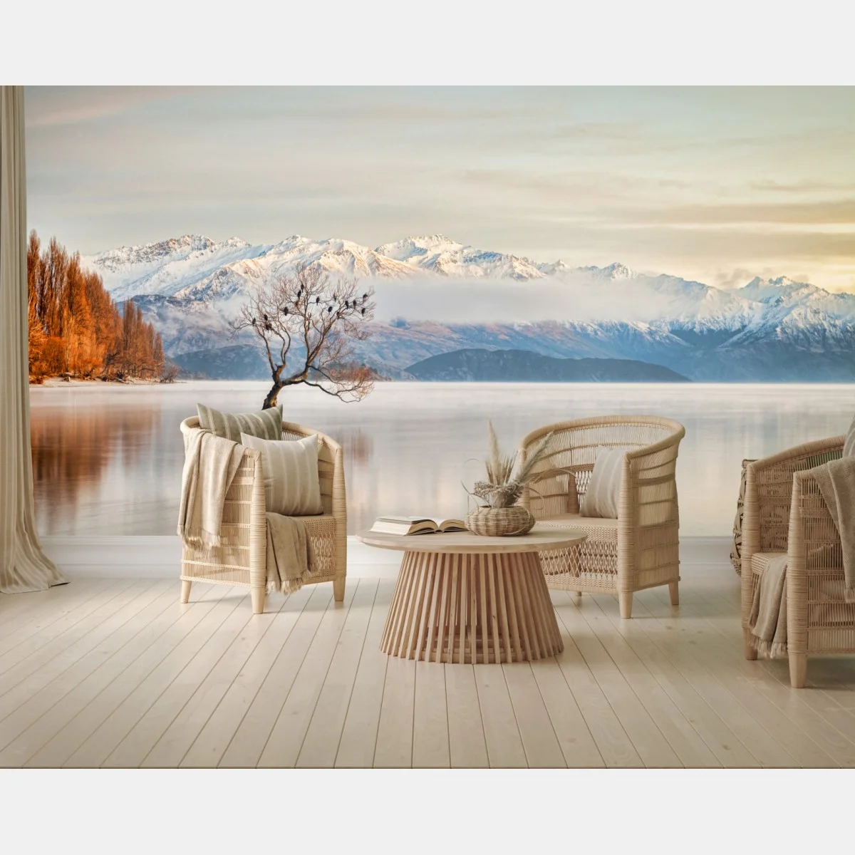Fotomural escena invernal en lago Wanaka – Pixers® Fotomural escena invernal en lago Wanaka – Pixers®