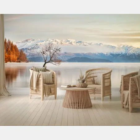 Fotomural escena invernal en lago Wanaka – Pixers®