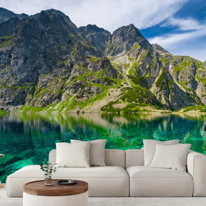 Fotomural impresionante paisaje de Czarny Staw: lago cristalino y montañas