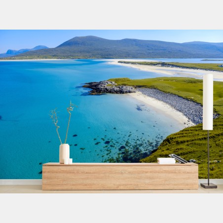 Fotomural playa de aguas turquesa y acantilados verdes – Pixers®