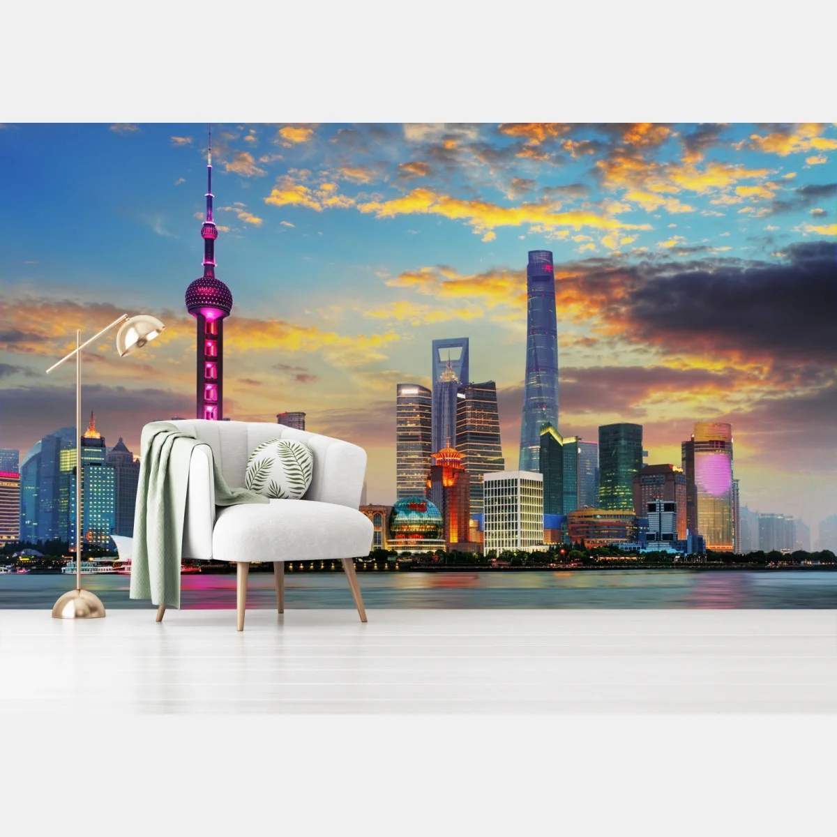 Fotomural atardecer vibrante sobre el horizonte de Shanghai – Pixers® Fotomural atardecer vibrante sobre el horizonte de Shanghai – Pixers®