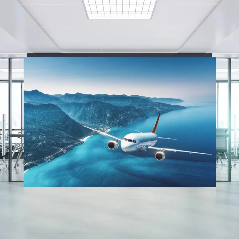 Fotomural vuelo sobre costa turquesa