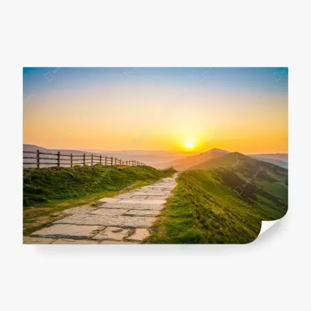 Fotomural amanecer en el sendero de las colinas – Pixers®