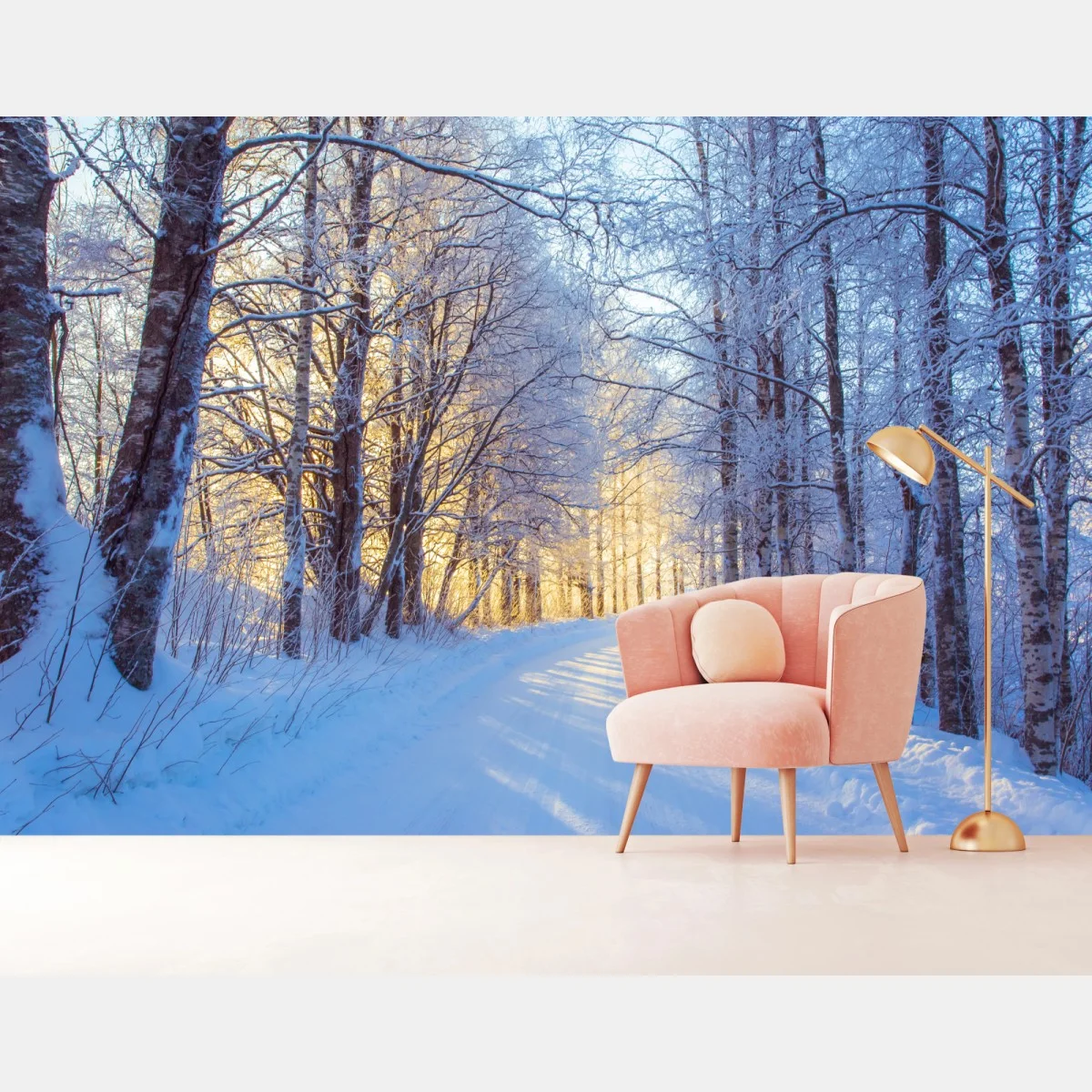 Fotomural camino nevado al amanecer en el bosque – Pixers® Fotomural camino nevado al amanecer en el bosque – Pixers®