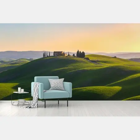 Fotomural colinas verdes de Crete Senesi en Asciano, Toscana – Pixers®