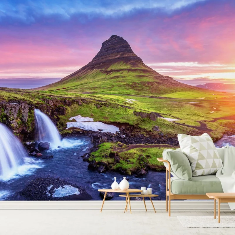 Fotomural amanecer en Kirkjufell, belleza natural de Islandia