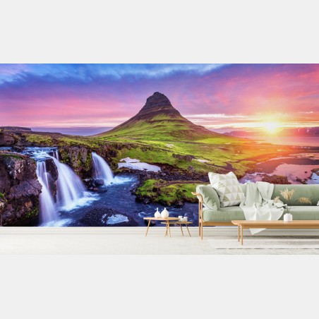 Fotomural amanecer en Kirkjufell, belleza natural de Islandia – Pixers®