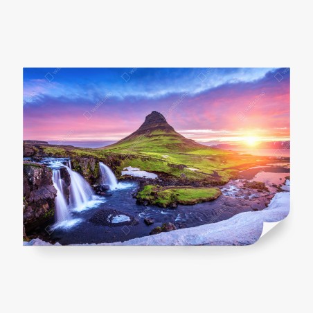 Fotomural amanecer en Kirkjufell, belleza natural de Islandia – Pixers®
