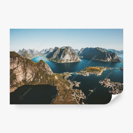 Fotomural amanecer sobre fiordos y montañas – Pixers®