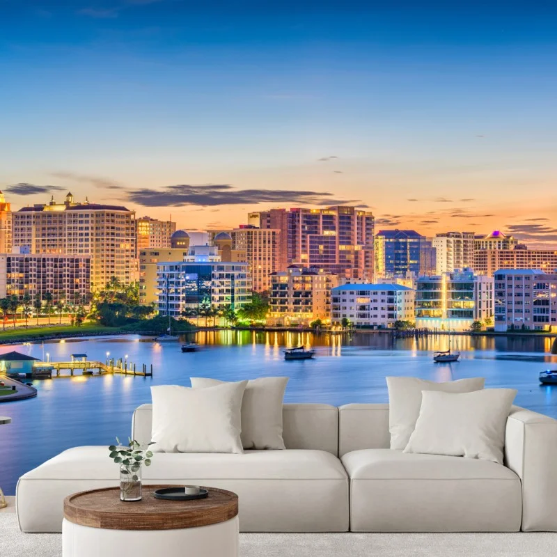 Fotomural amanecer sobre la bahía de Sarasota