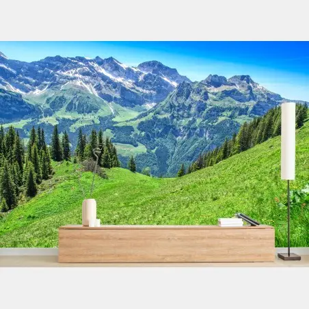 Fotomural vistas panorámicas de los Alpes en Engelberg, Suiza – Pixers®