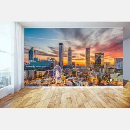 Fotomural skyline de Atlanta al atardecer – Pixers®