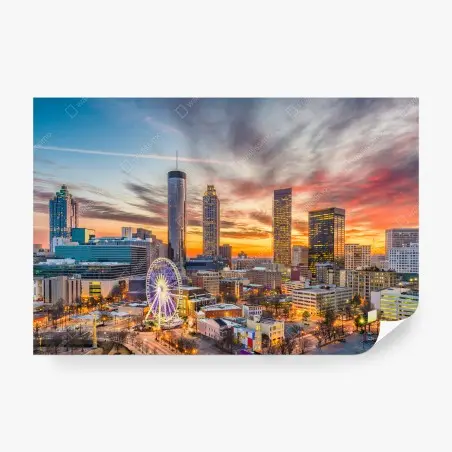 Fotomural skyline de Atlanta al atardecer – Pixers®