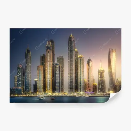 Fotomural impresionante horizonte de Dubái al atardecer – Pixers®
