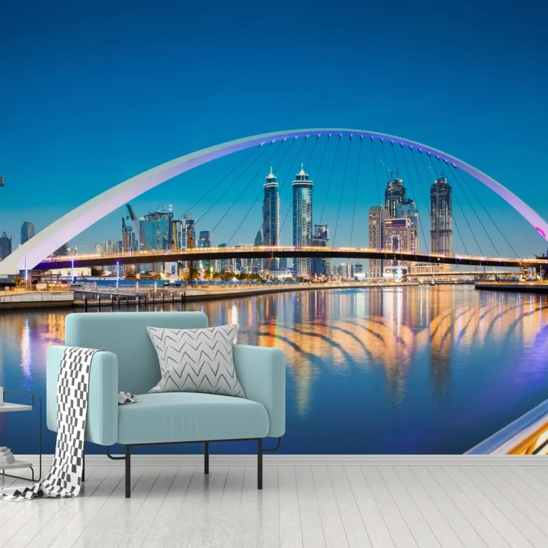 Fotomural atardecer en Dubai con puente de la tolerancia