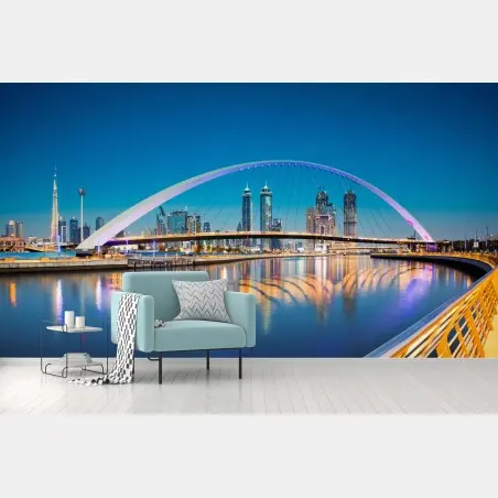 Fotomural atardecer en Dubai con puente de la tolerancia – Pixers®