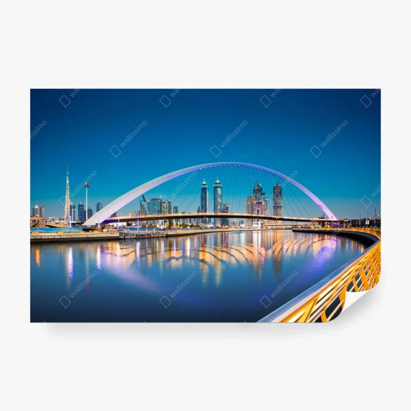 Fotomural atardecer en Dubai con puente de la tolerancia