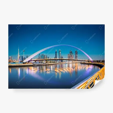 Fotomural atardecer en Dubai con puente de la tolerancia – Pixers®